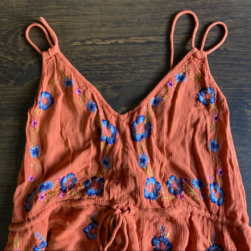 Free People Embroidered Cross-back Midi Dress